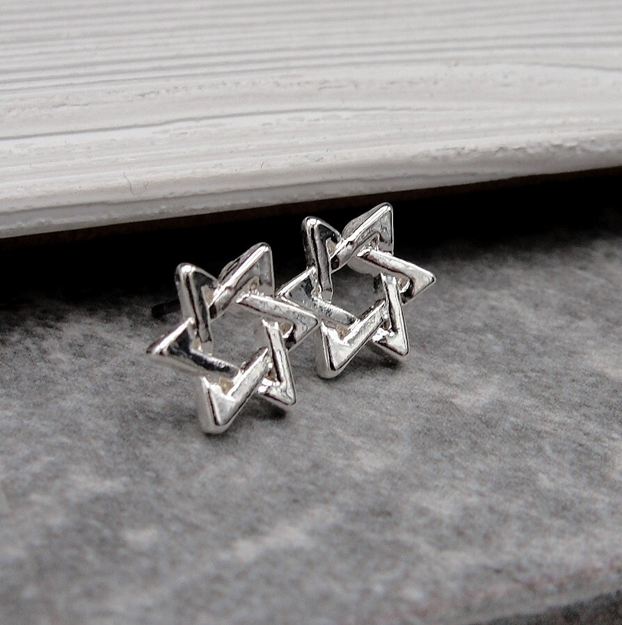 Star of David Earrings- Silver Jewish Post Earrings -Star of David Stud Earrings