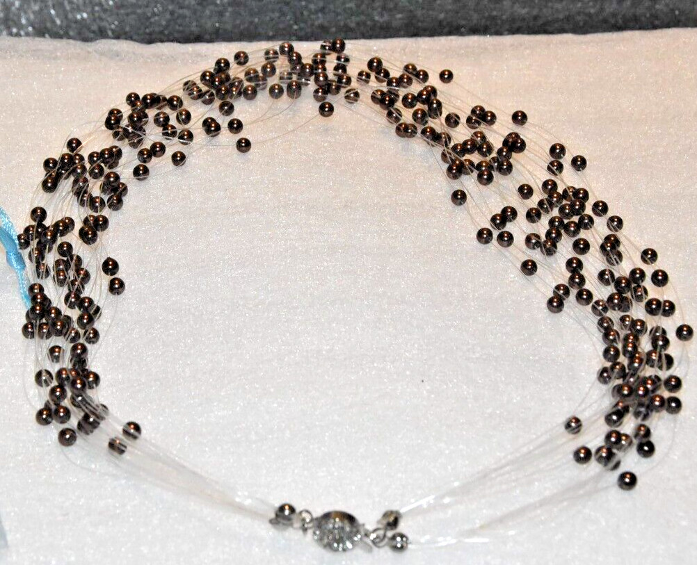 Necklace Layered Freshwater Pearl Layered Choker Cooper Color Women Jewelry Vtg.