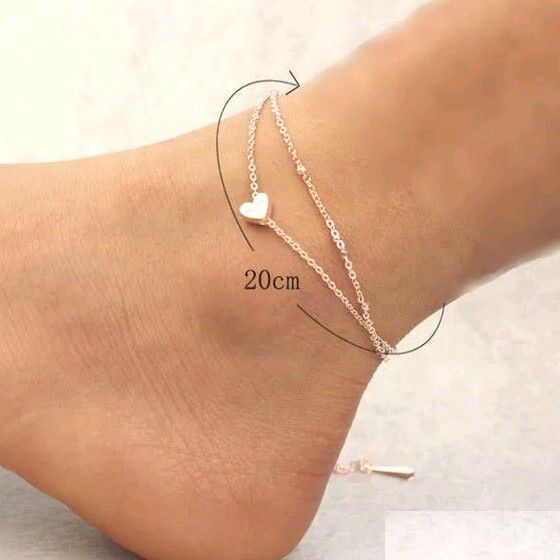 Womens Fashion Anklet Rose Gold Heart Pendant Ankle Bracelet 1-6