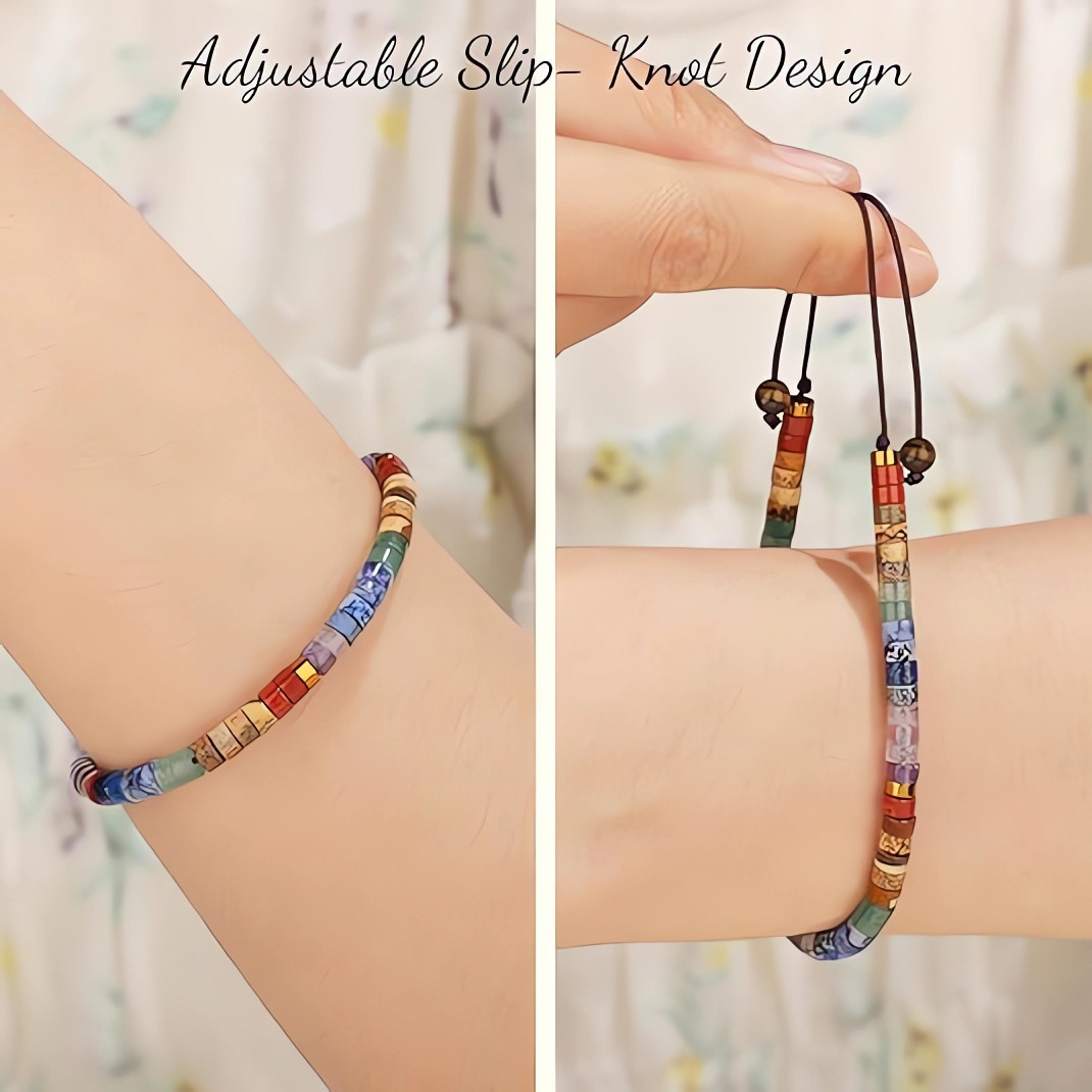 2× Handmade Natural Crystal Stone Bracelet Gemstone Beaded Dainty Healing Gift