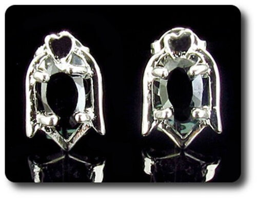Earrings Black Sapphire 0 3/32×0 9/32in Gold Plated White 18 K&n