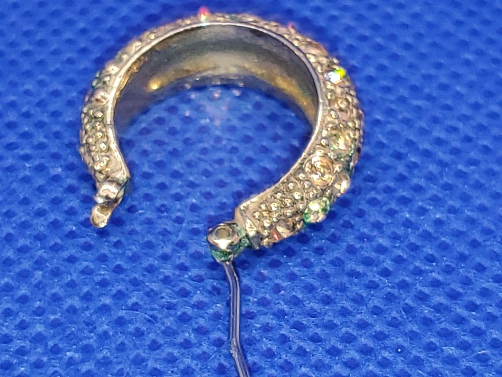 Vintage MONET McKinley C-Shaped Modern Rhinestones Crystal Hoop Earrings DAMAGED
