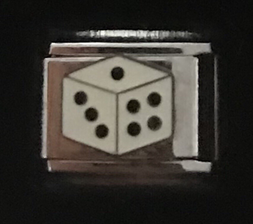 White Dice Wholesale Italian Charm Enamel Link 9MM K15
