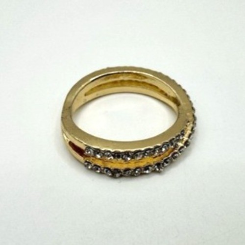 Rhinestone Band Ring Elegant Double Row Size 8.5