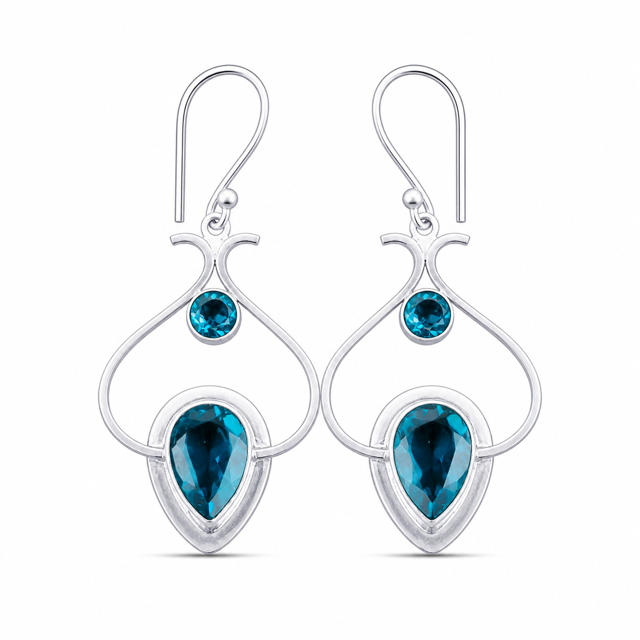 925Sterling Silver Apatite Gemstone Earrings Handcrafted Jewelry 2.2″ For Mother