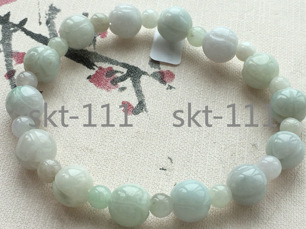 Certified natural A grade jade 6-10mm carving elastic lotus bracelet AAA++