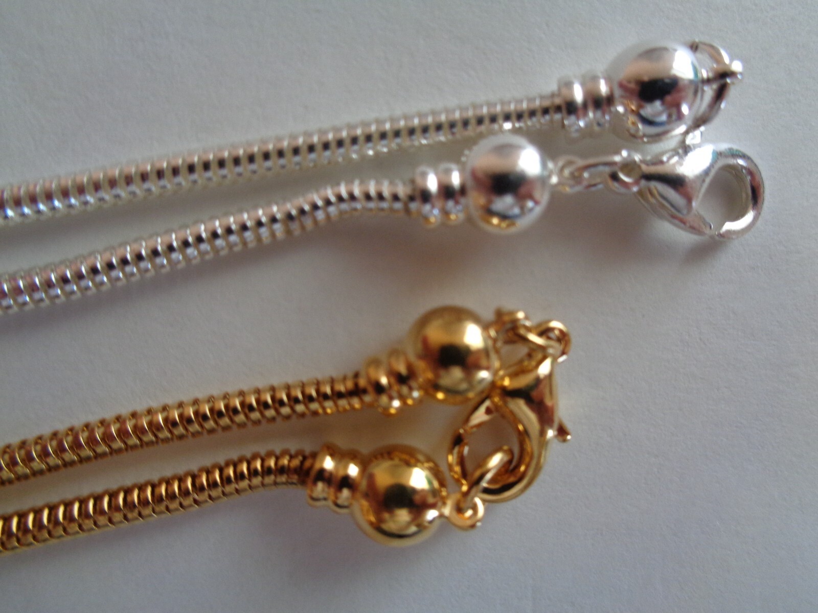 Dione® Easy-On Chain, silver-plated brass, 6.5 to 8.5 inch snake chain