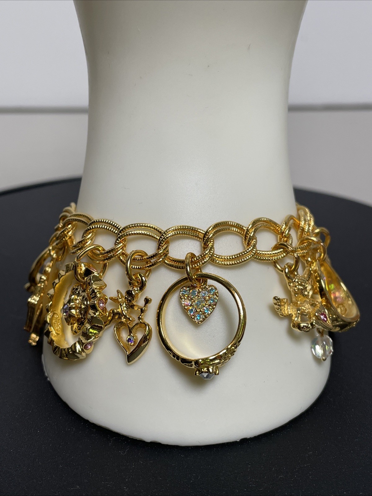 Vintage Kirks Folly Secret of the Seven Angels Rings Bracelet w/ Box AB Crystals