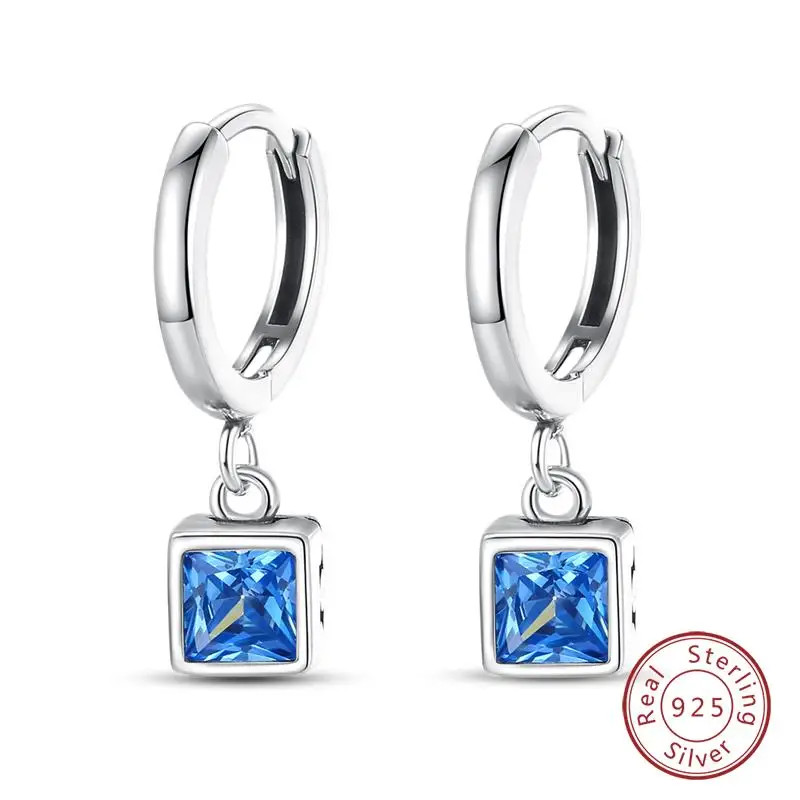 925 Sterling Silver Lotus Zircon Drop Earrings Women Wedding Classic Jewelry