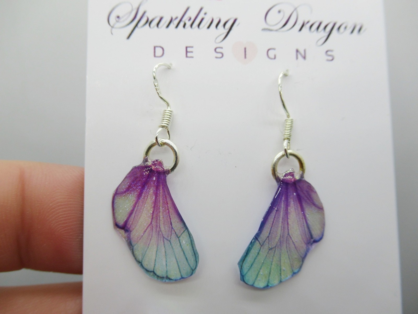 Butterfly Wing Dainty Earrings Blue & Pinke – Fairy Jewellery, Fun Gift for her