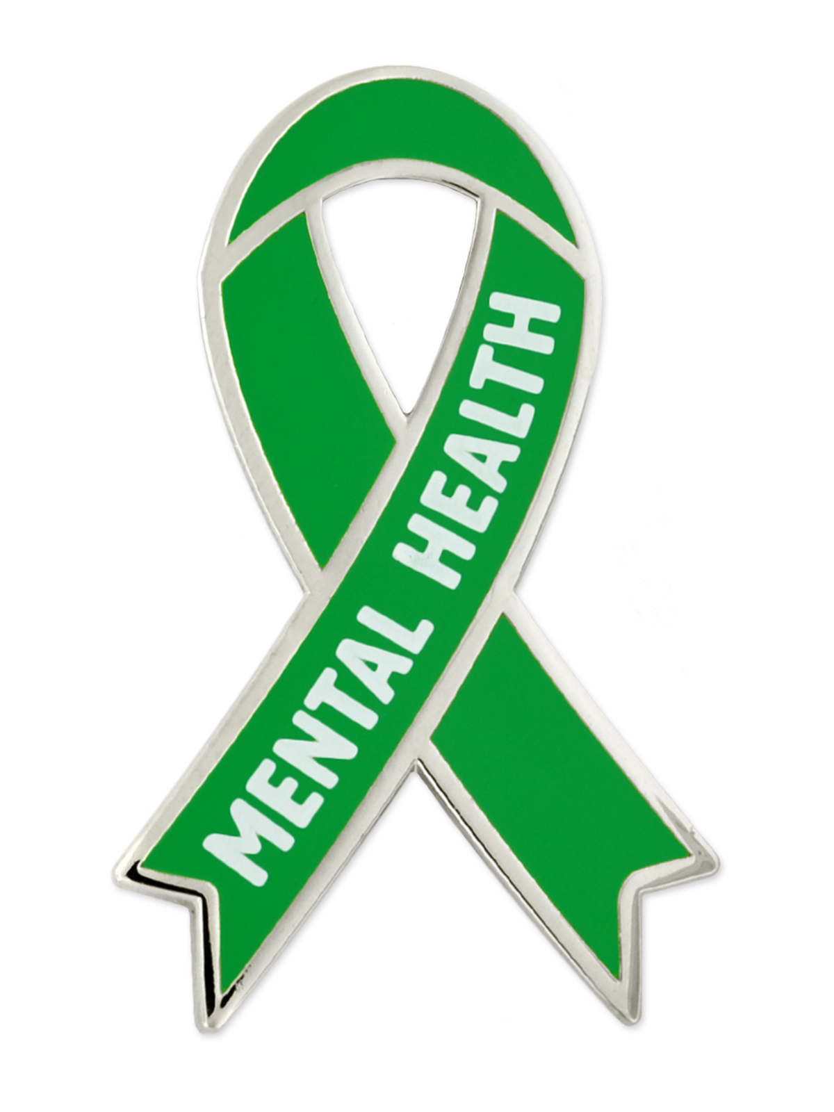 PinMart’s Mental Health Green Awareness Ribbon Enamel Lapel Pin