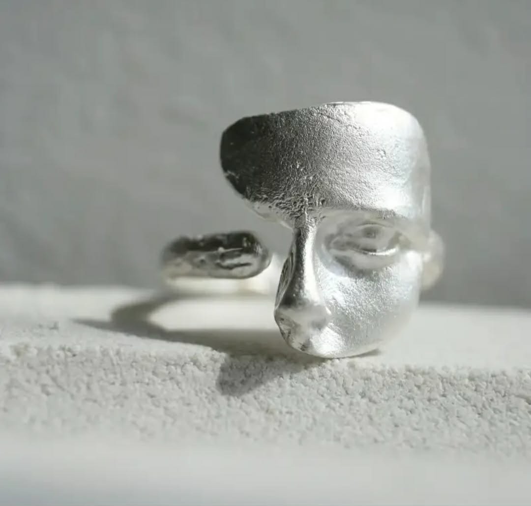 Mystical Masked Face Open Rings for Women Men Goth Style