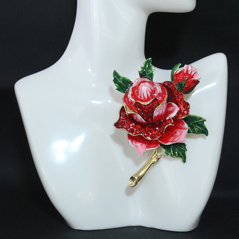 fashion rose brooch colored glaze dripping oil brooch clothing high-end broch