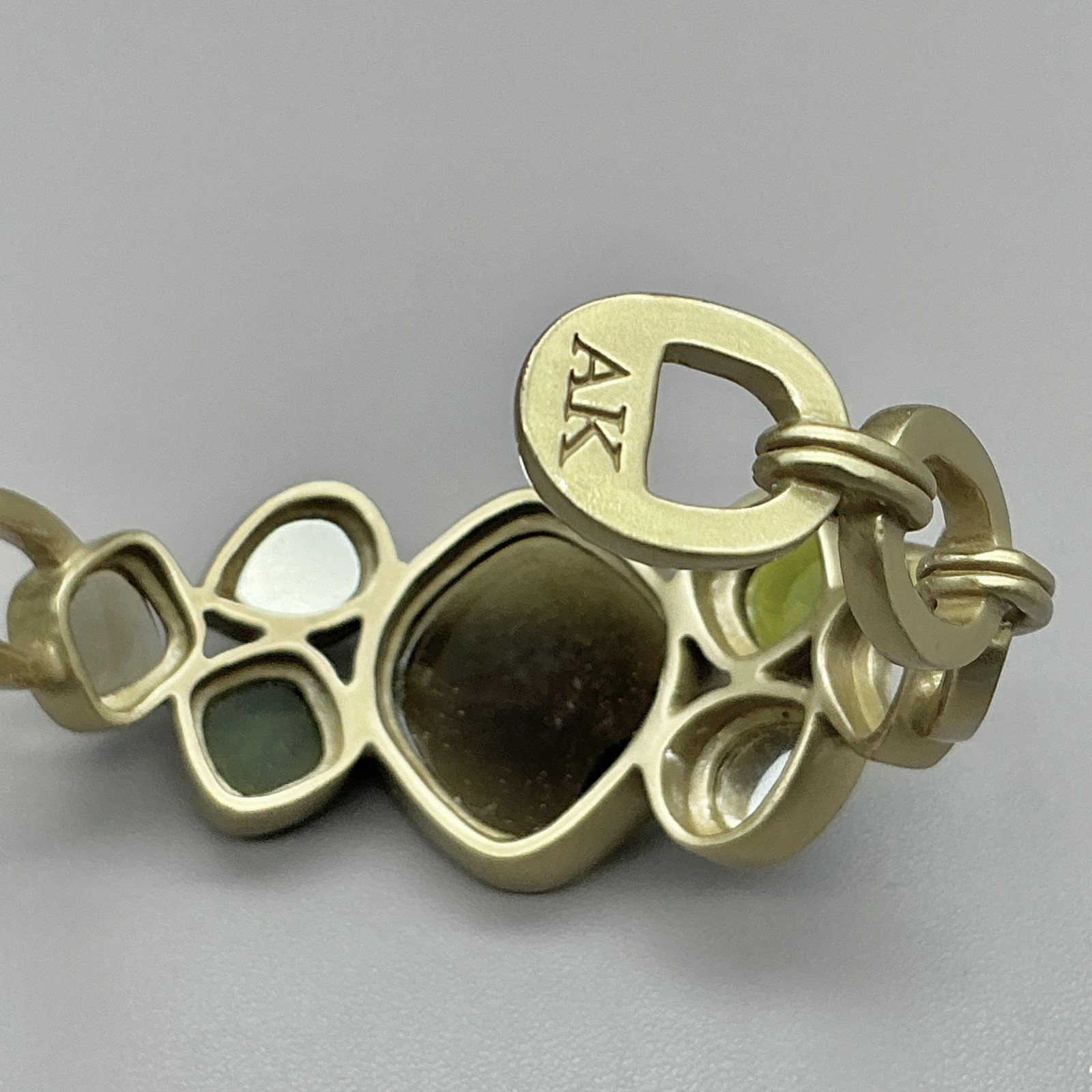 Anne Klein Bracelet Gold Tone Chain Link Multicolor Bead Womens Fashion 7 Inch