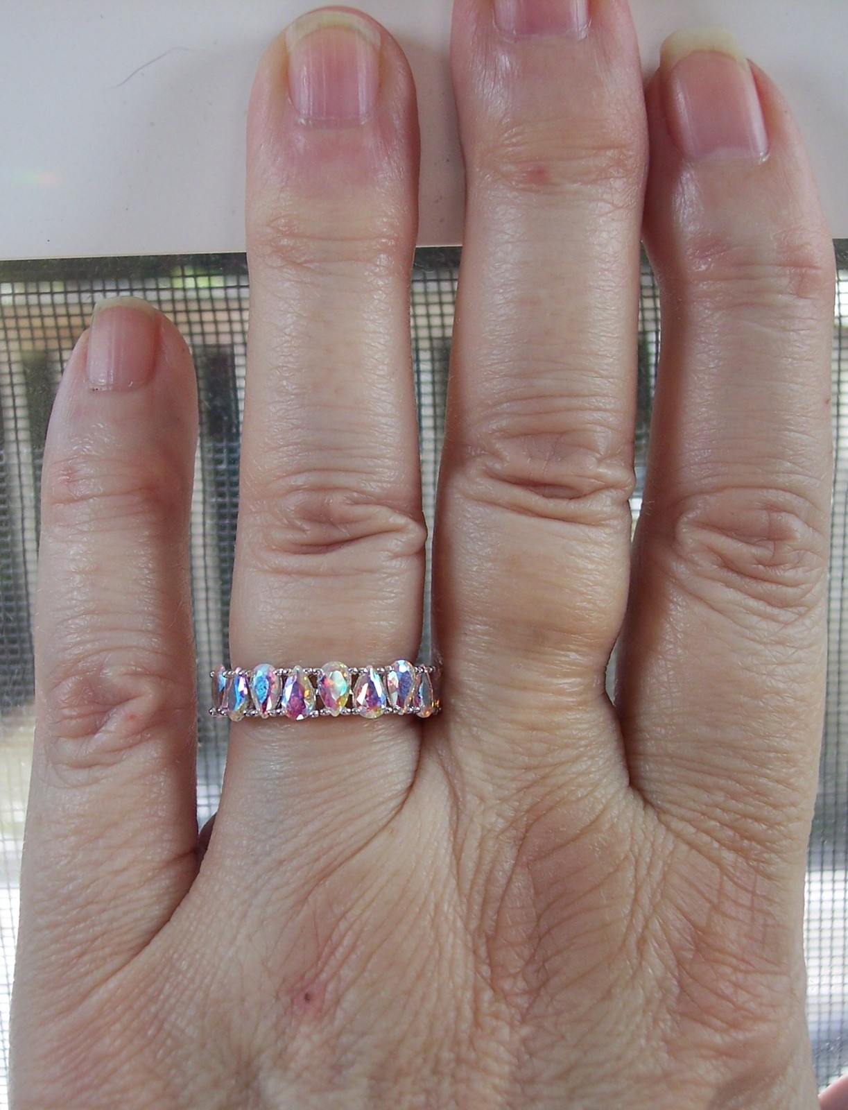Simulated Mercury Mystic Topaz Ring Cubic Zirconia 925 Sterling Silver