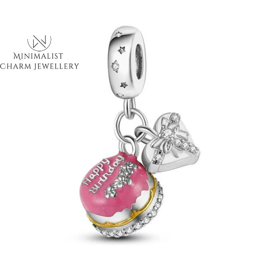 Happy Birthday Cake Pendant Charm, Birthday Charm, Birthday Gift, Women Gift