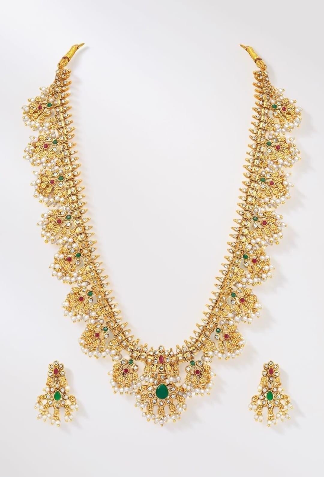 Indian Bollywood Traditional South Indian Necklace Set With Matching Earrings