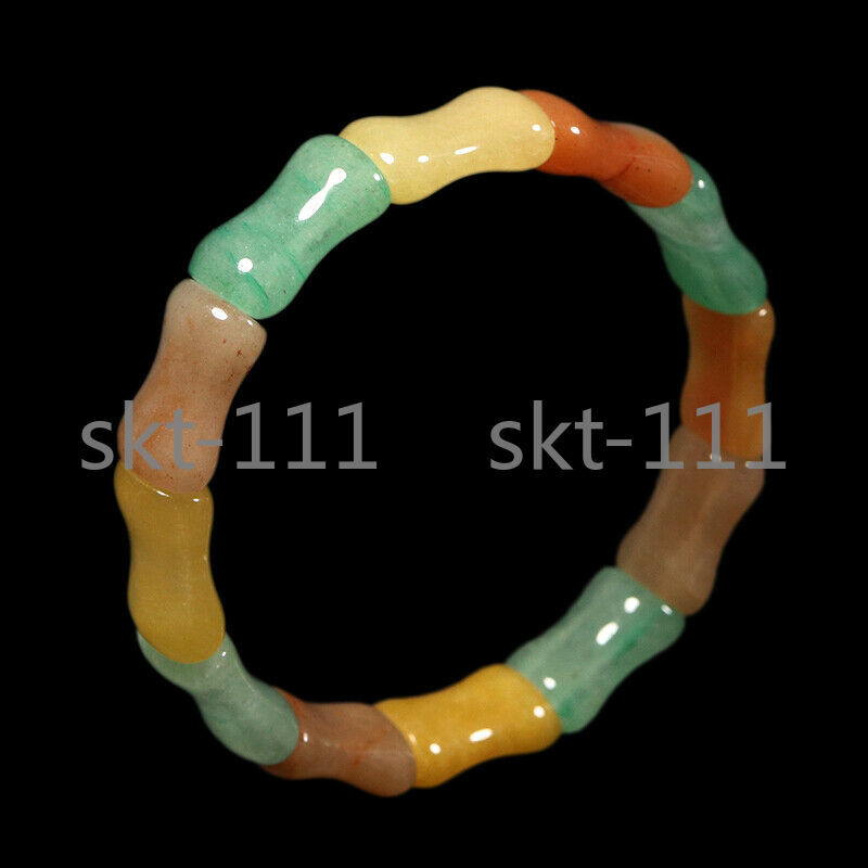 8″ Grade A 100% Natural Yellow Brown Green Jade Bracelet Bangle Aventurine