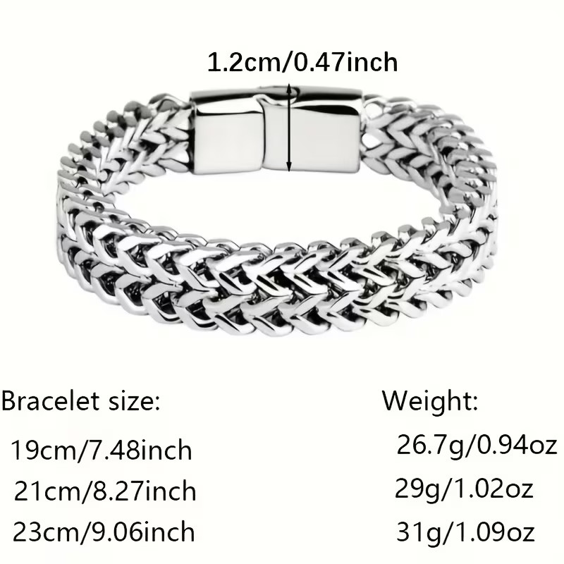 Premium Stainless Steel Mens Braided Chain Bracelet Stylish Square Links 9 IN US