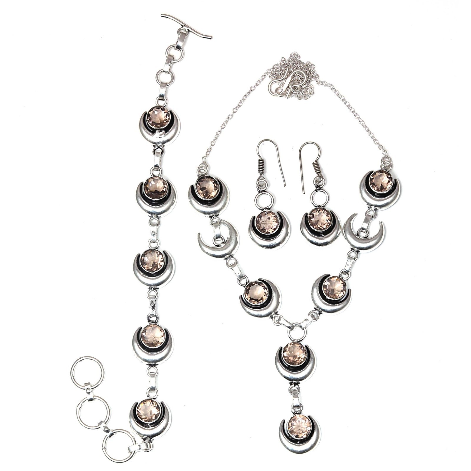 Smoky Quartz Gemstone Handmade Ethnic Jewelry Necklace Set 18-20”