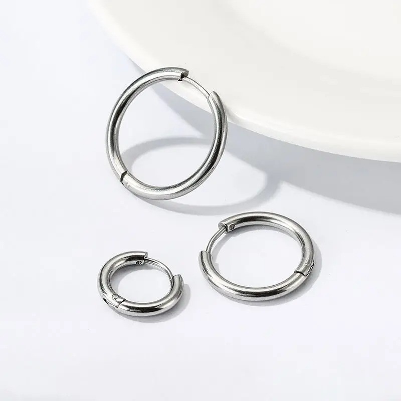 Continuous Mini Hoop Earrings 8mm 10mm 12mm 14mm 16mm Sterling Silver 925 Pair