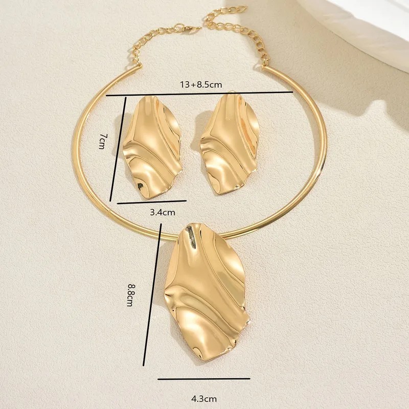 3 Piece Set Irregular Shaped Choker Earring Set for Women