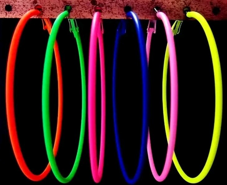 6 Pair Of NEON ColorHoop Earrings Leverback Lightweight Thin Wire Everyday Wear
