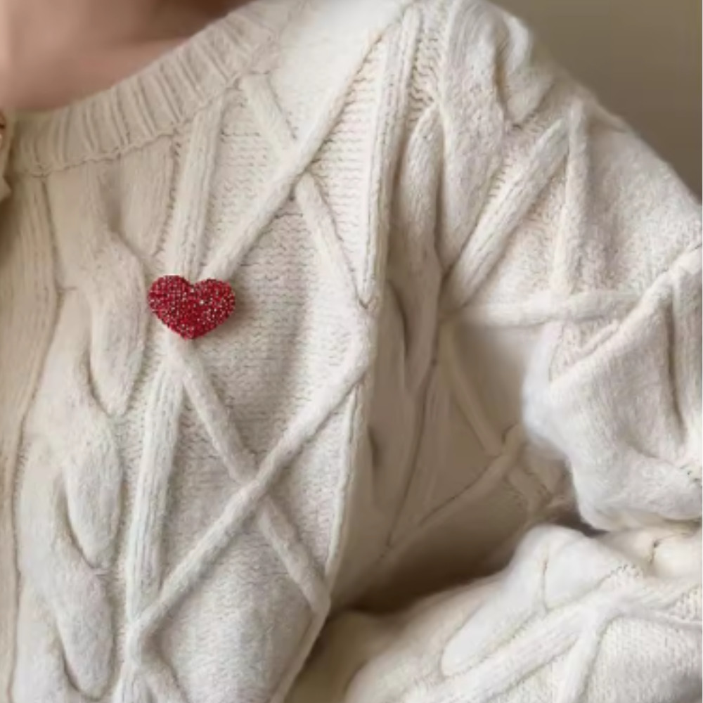 Classic Red Love Rhinestone Brooch For Women Gift Pin Jewelry Accessories USA