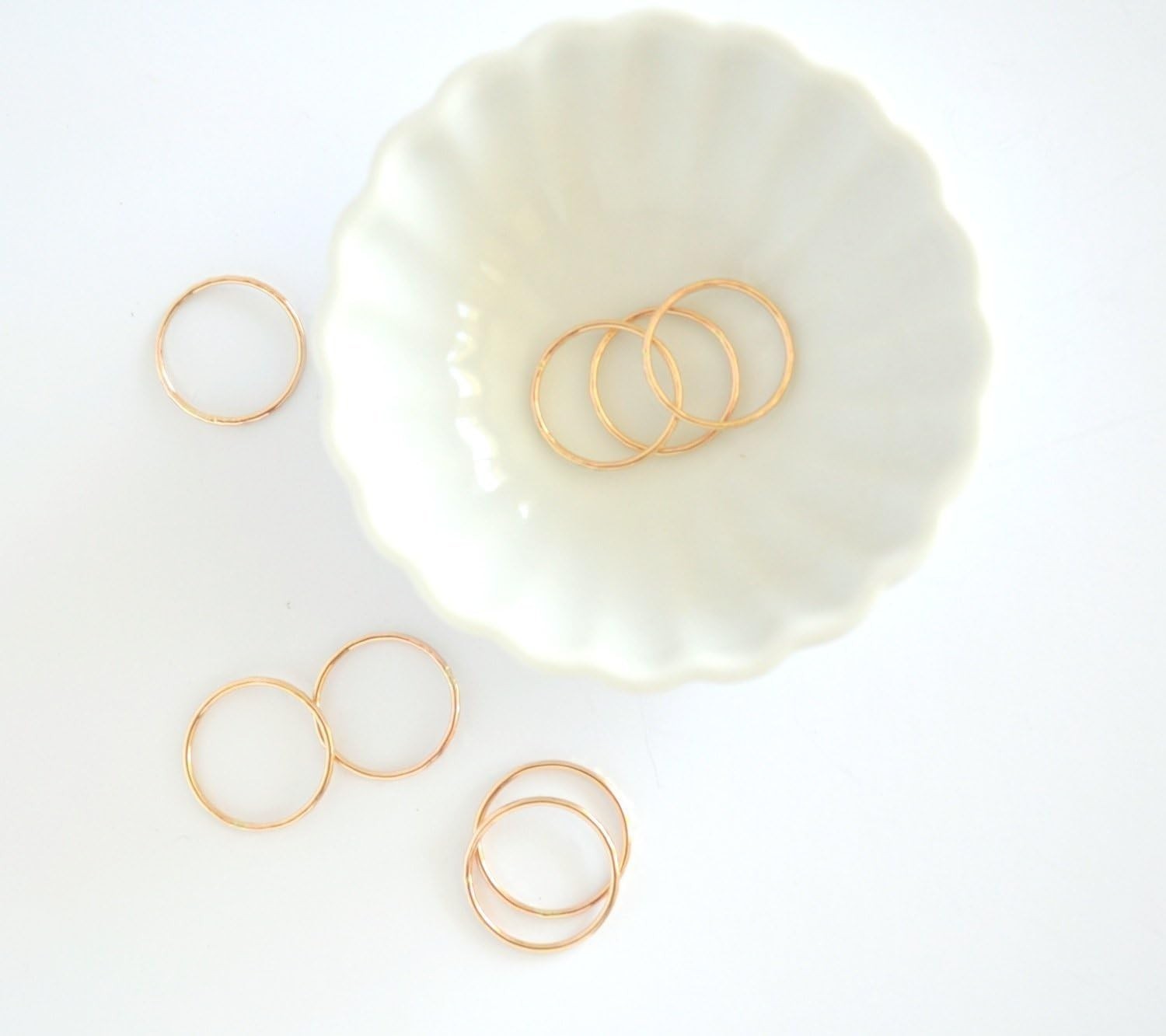 Thin Hammered Gold Rings, Minimalist Stacking Jewelry