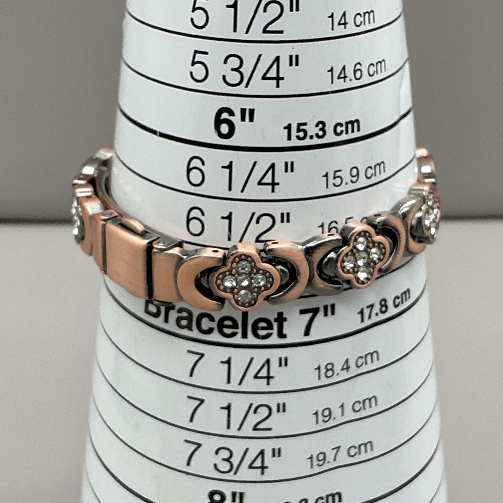 Bracelet Copper Flower Crystal Chain Magnetic Box Clasp Womens Jewelry 7 Inch