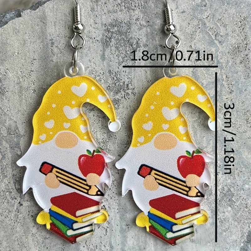 5 Pairs of Teacher-themed Acrylic Pendant Earrings, Featuring Color Palettes
