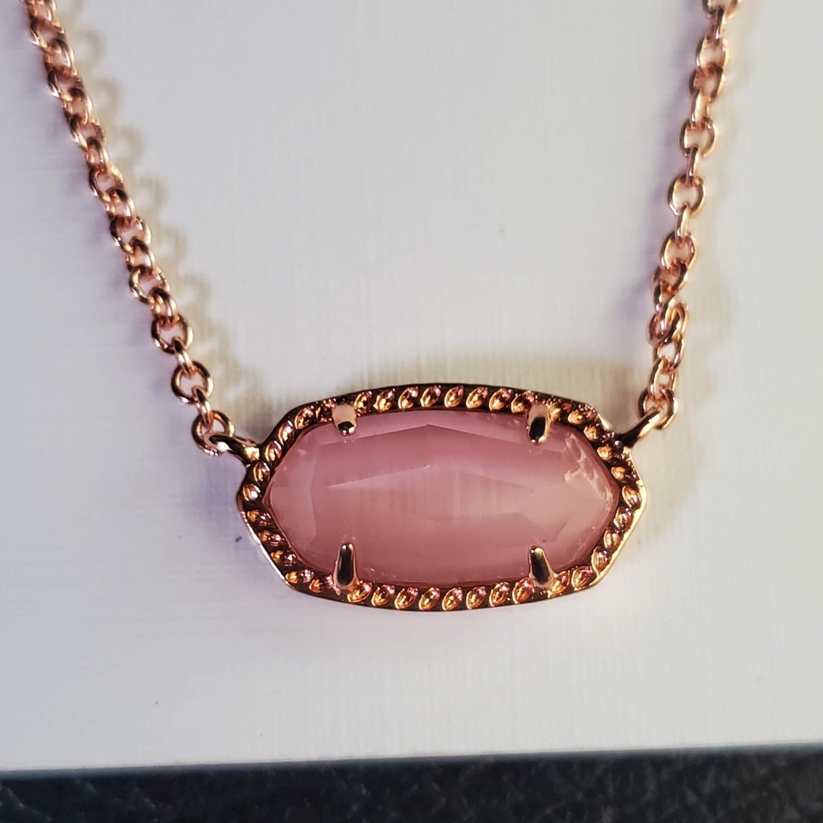 Kendra Scott Elisa Pendant Necklace Rose Gold Pink Cats Eye Stone Gift for Her