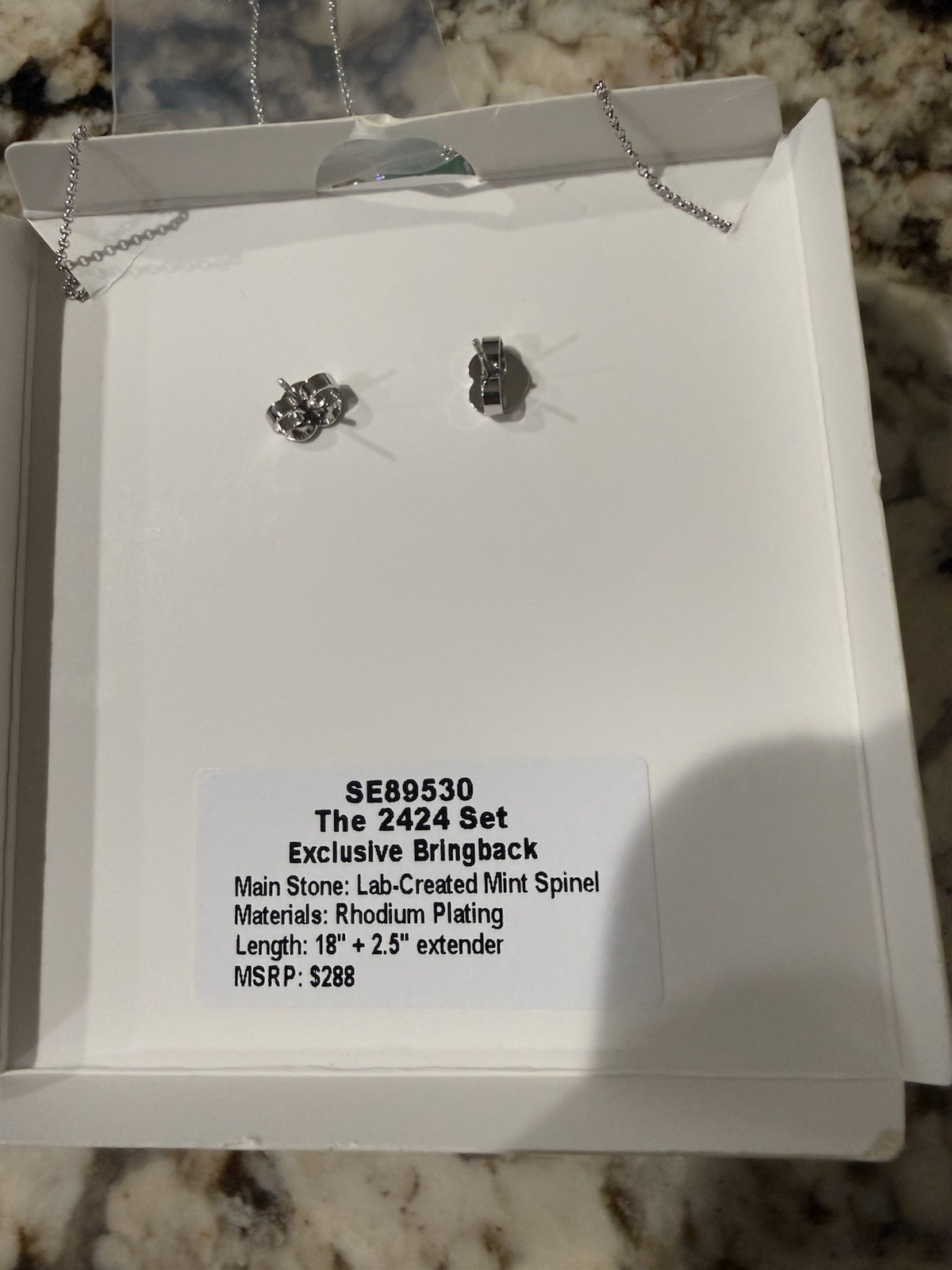 The Gem Society Lab-Created Mint Green Oval Spinel Set Necklace Earrings SE89530