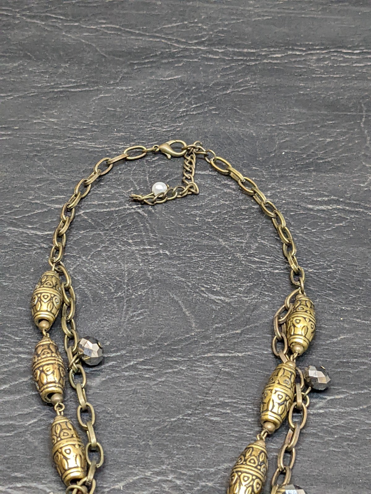 Boho Tribal Feather Barrel Necklace Brass Tone Tassel Statement Festival