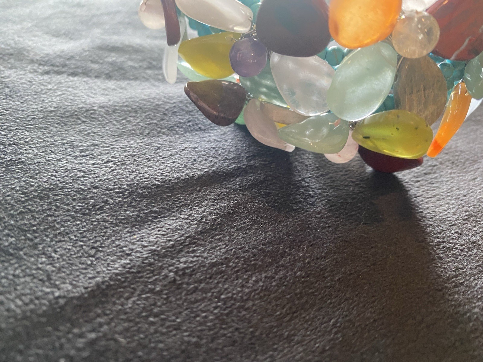 Boho Multi-Gemstone Flower Cluster Necklace Turquoise Beads – Statement Piece