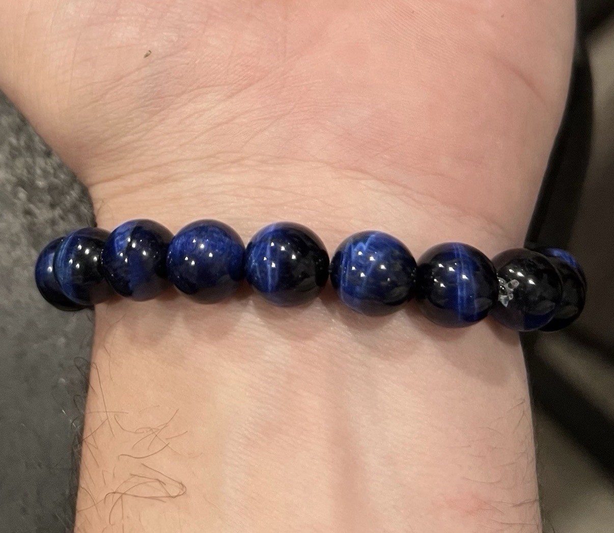 Blue Bracelet Is Handcrafted Of 10mm Natural Blue Tiger’s Eye Gemstones