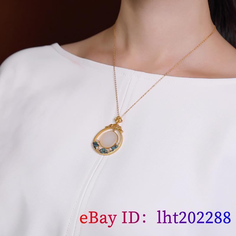 White Jade Cloud Pendant 925 Silver Jewelry Natural Necklace Gemstones