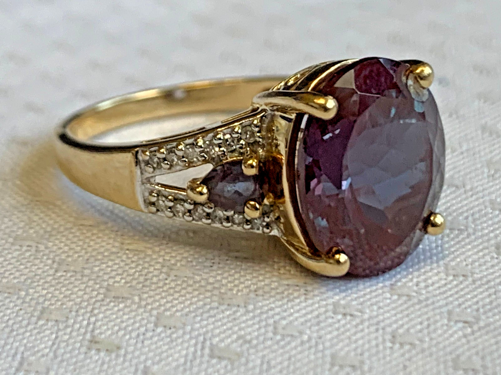 10K Yellow Gold Ring 4.62g Jewelry Size 7 Band Alexandrite Look Stone *READ*