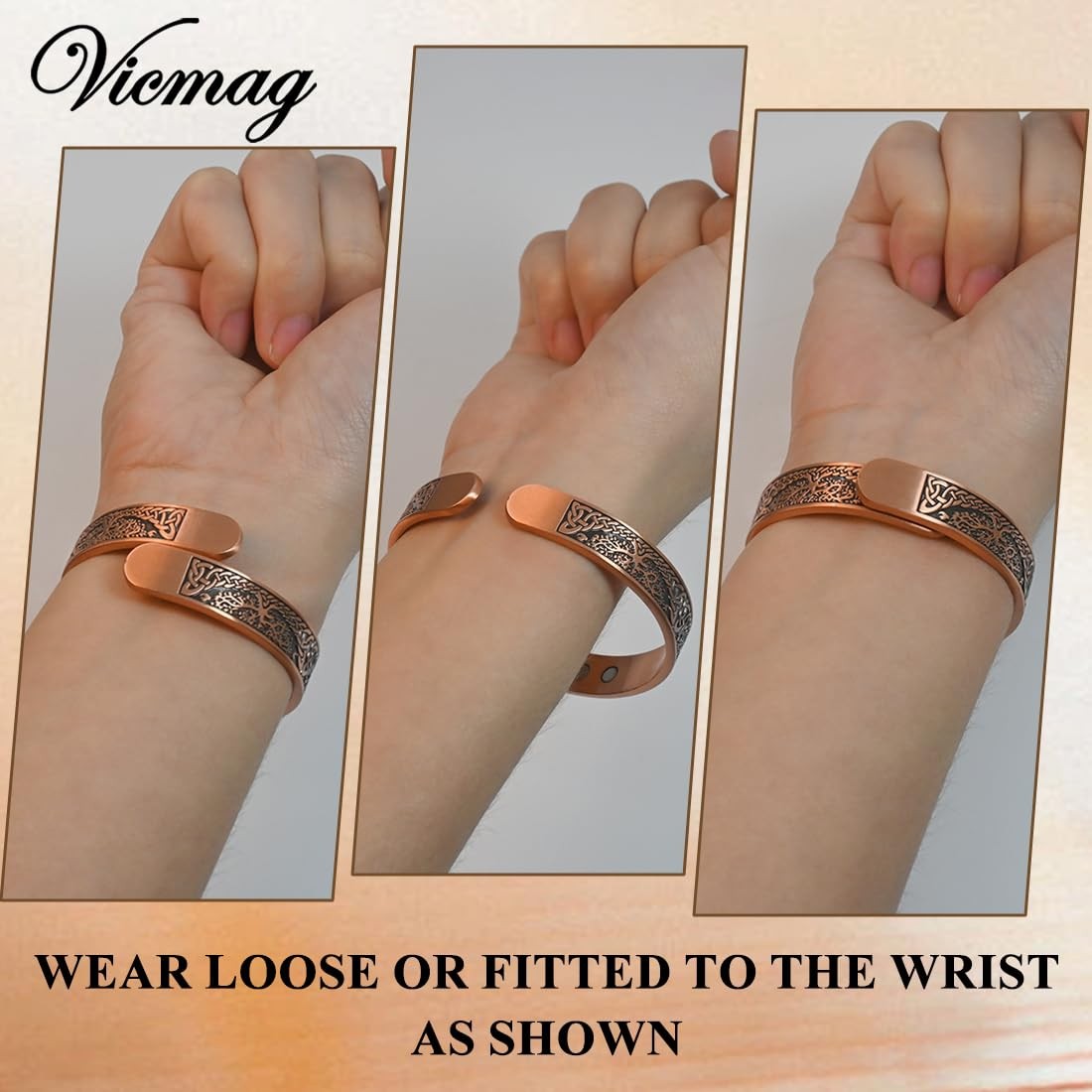 Vicmag Copper Bracelet for Women Men Magnetic Bracelet with Ultra Strength Magne
