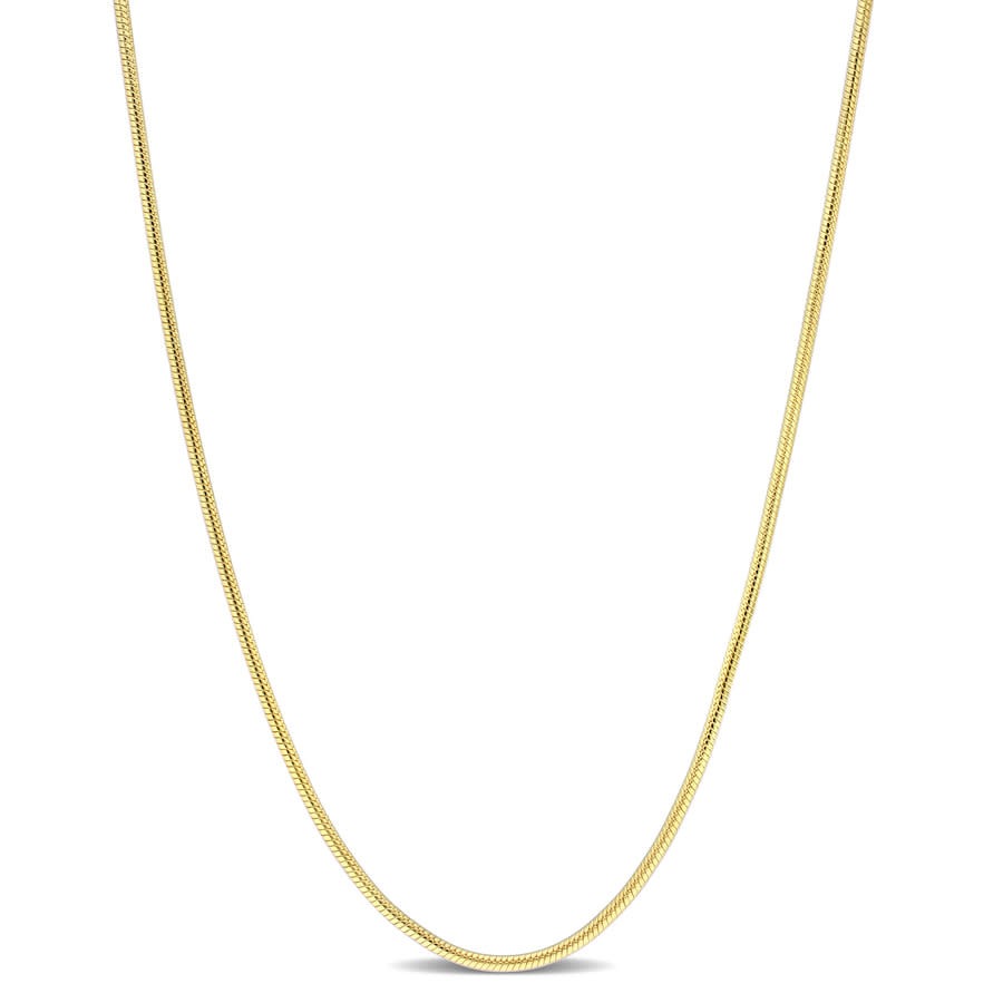 AMOUR 1.2mm Snake Chain Necklace In Yellow Plated Sterling Silver, 18 In