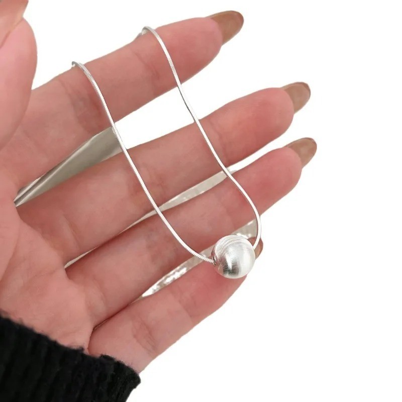 925 Sterling Silver Bead Pendant Necklace Women Wedding Jewelry Gift