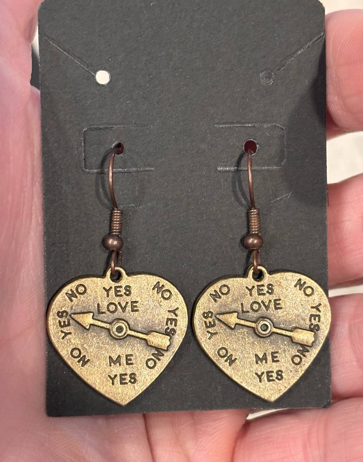 Handmade Bronze Heart Clock Earrings Steam Punk/yes No Love Me Style/boho Gift