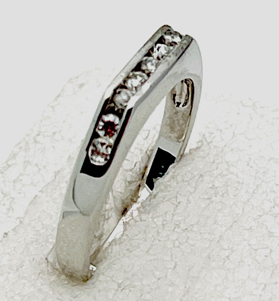 Sterling Silver 925 Channel Set 9 CZ Ring Size 7