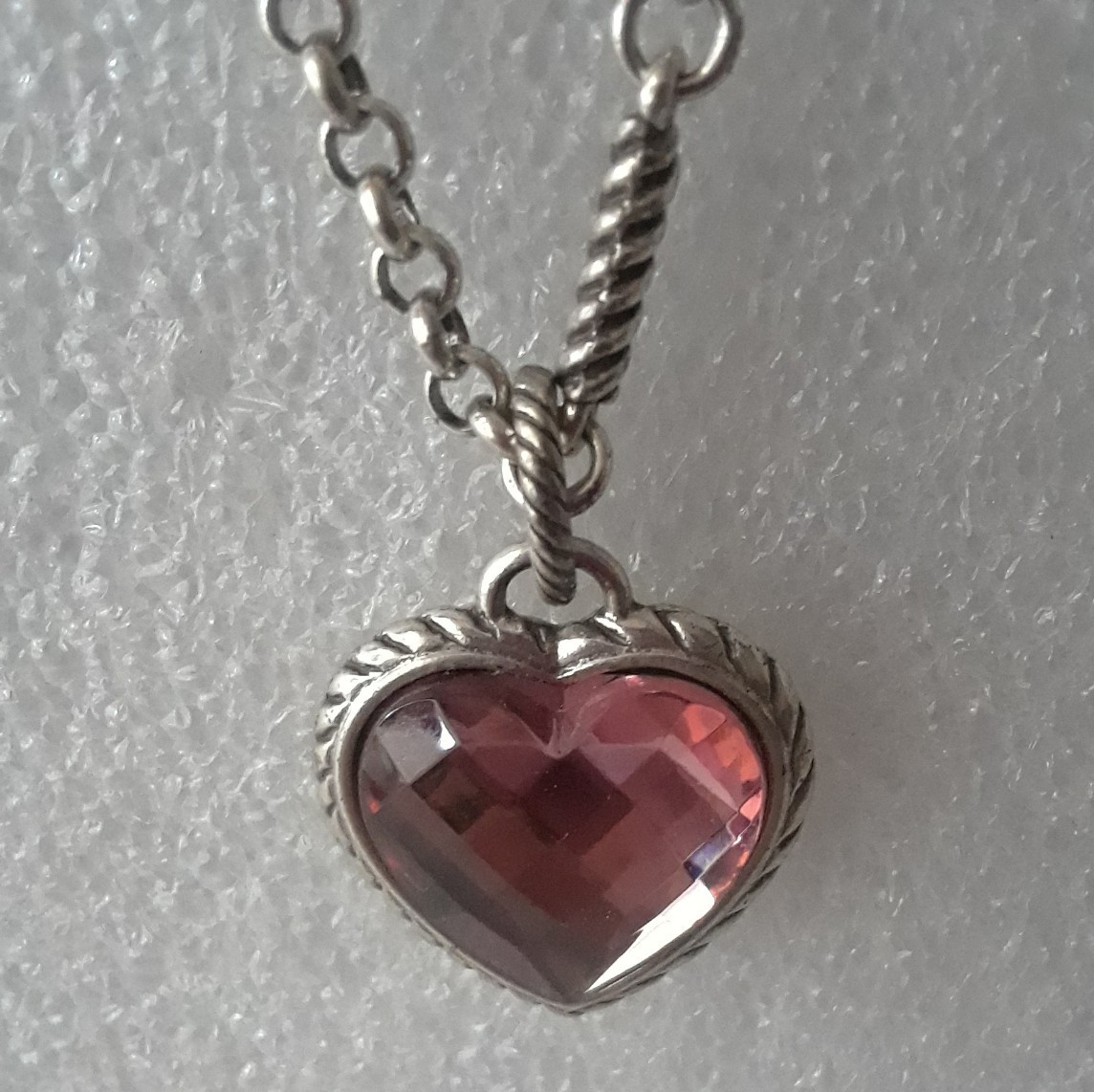 Silver Tone 2 Tone Reversible Heart Pendant Necklace Heart 18 in Chain