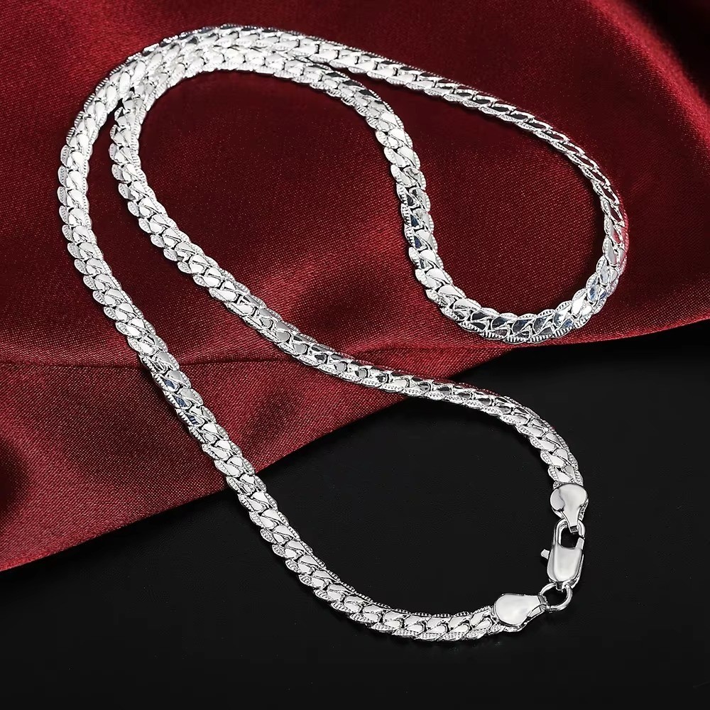 925 Sterling Solid Silver Chain Necklace Jewelry Fashion Gift for Women Men