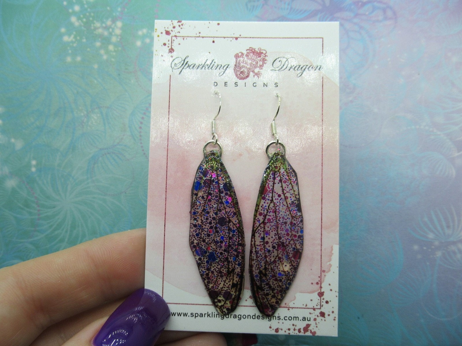 Butterfly Earrings Sparkly Purple & Pink – Fairy Jewellery, Fun Gift for her