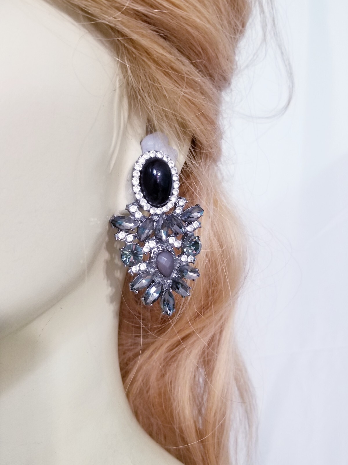 Chandelier Earrings Rhinestone Austrian Crystal 2.3 inch Gray
