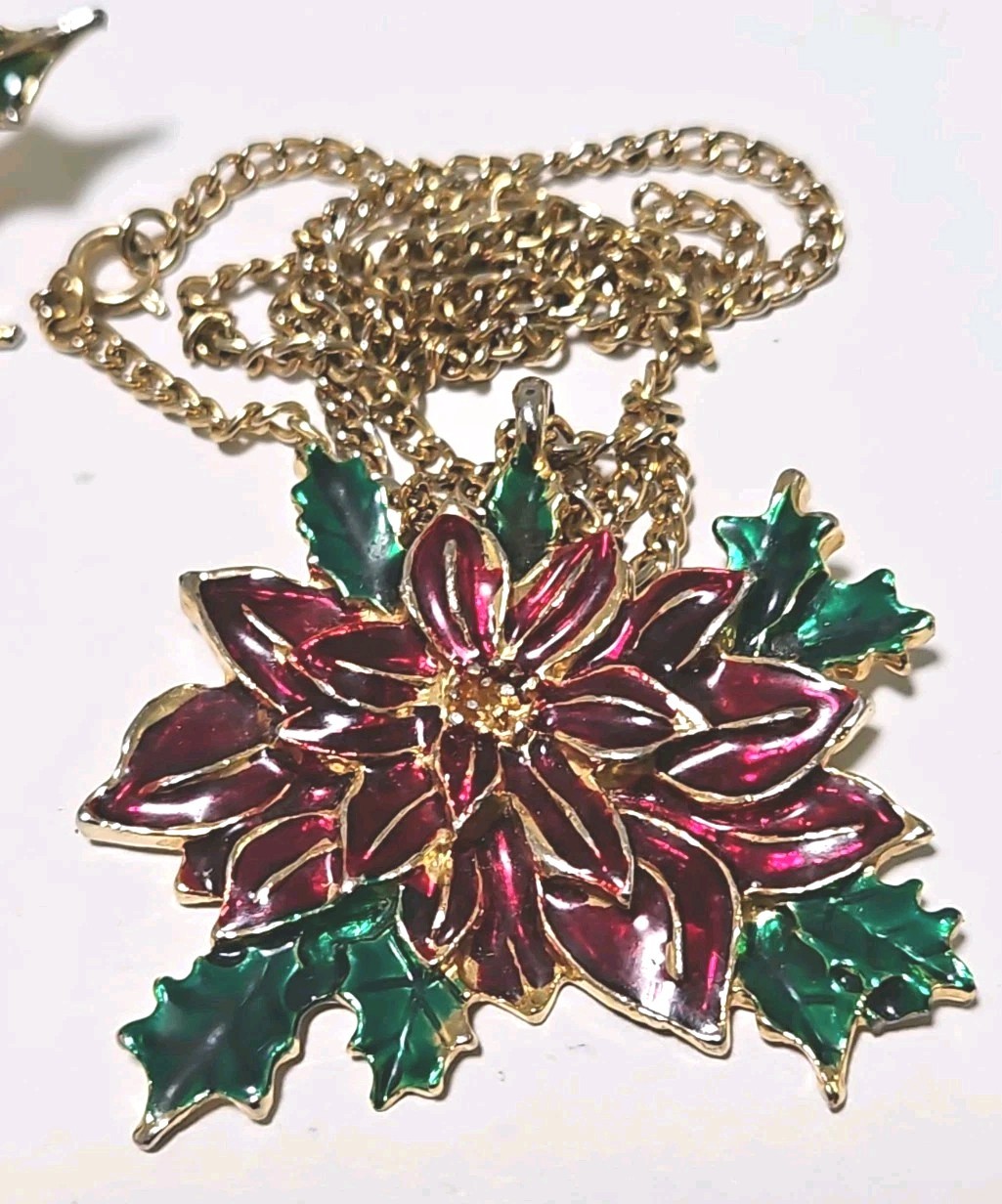 Christmas Brooch Pins Goldtone Rhinestones Enamel Holiday Jewelry