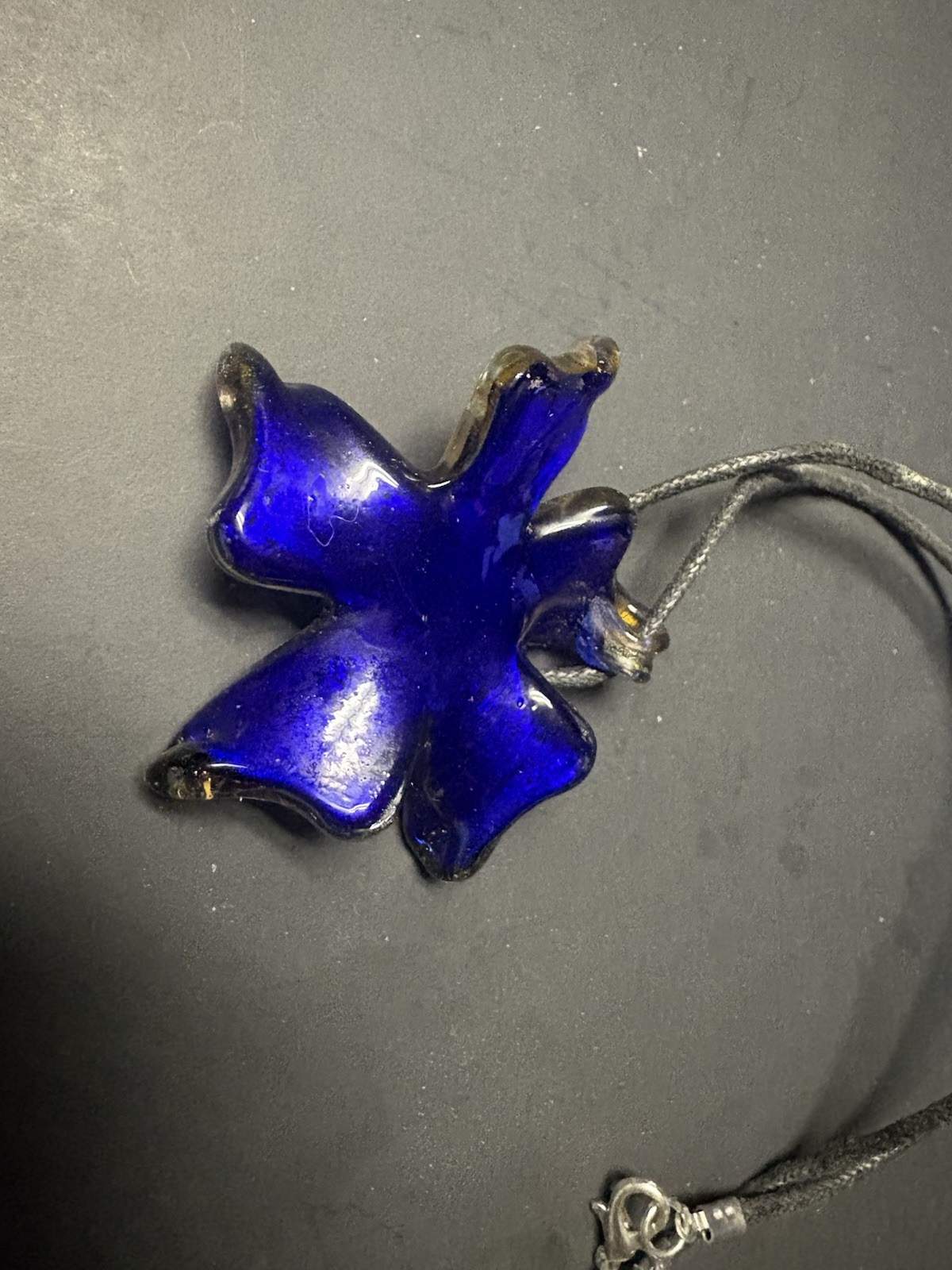 Brown and Yellow Star Pendant Necklace Murano glass, EUC