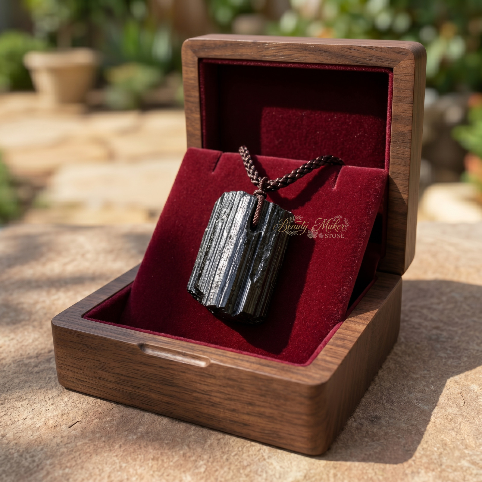 Natural Black Tourmaline Pendant Raw Crystal Necklace Protection Guardian Stone